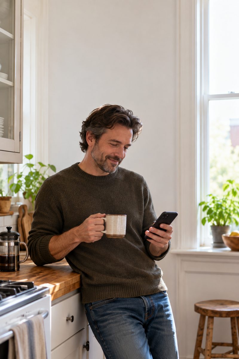 A homeowner gets a text with the service professional's photo